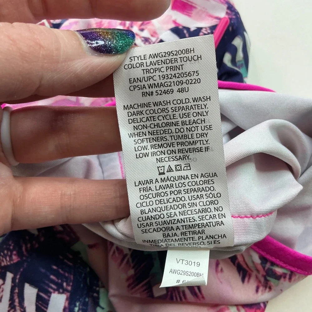 Athletic Works Pink Tropical Romper Kids Sz L 10-12 Crisscross Back AWG29S200BH